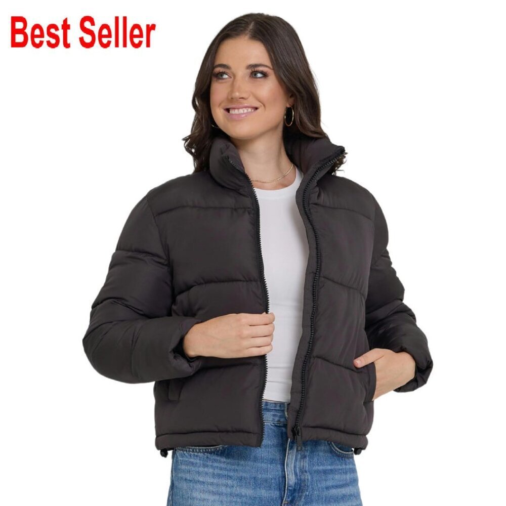 Cropped Puffer Jacket Chic Warm Winter Coat Trendy Minimal Everyday Wear